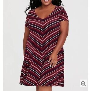 NWT Torrid size 00 striped jersey fluted dress